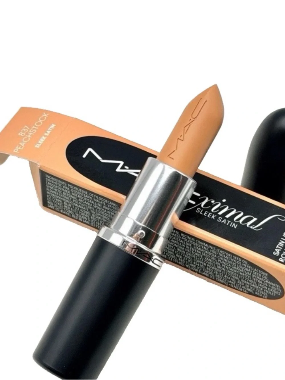 MAC MACXIMAL #837 PEACHSTOCK ~ Sleek Satin Lipstick Full Size 0.12oz/3.5g NEW